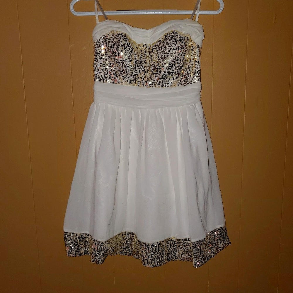 Gold and white formal dress